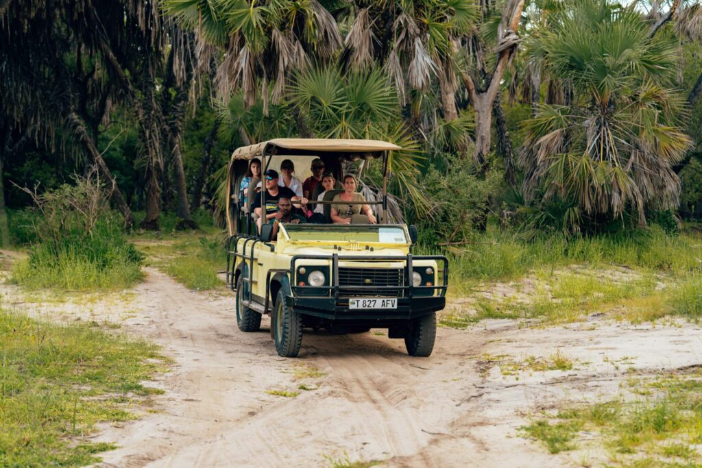 Family on safari in Kenya