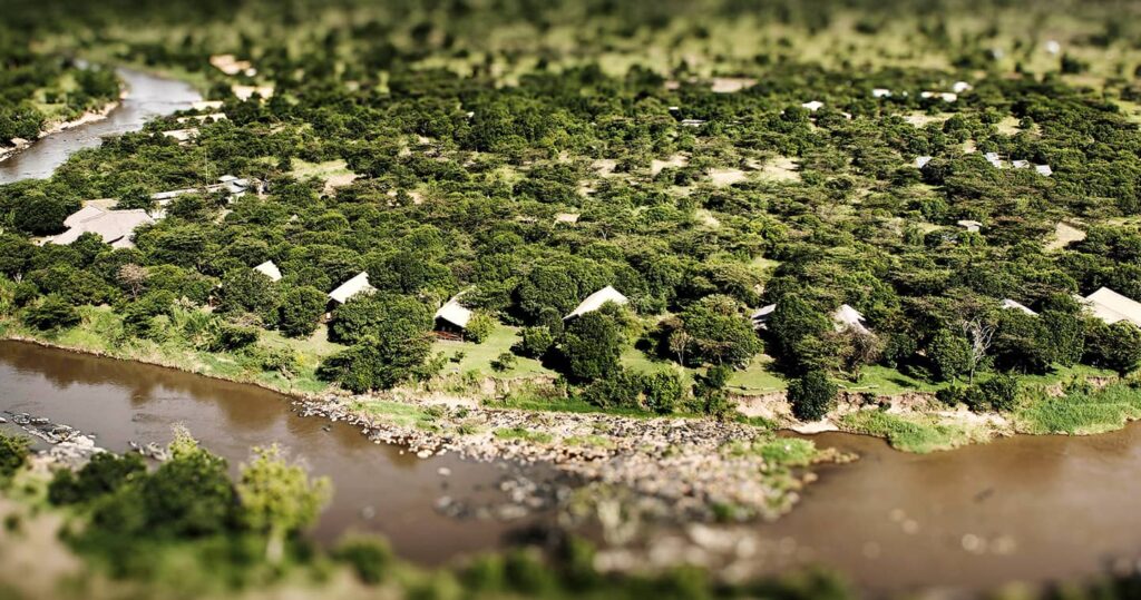 Karen Blixen Camp Mara North overlooking the Mara River and savannah plains in Kenya