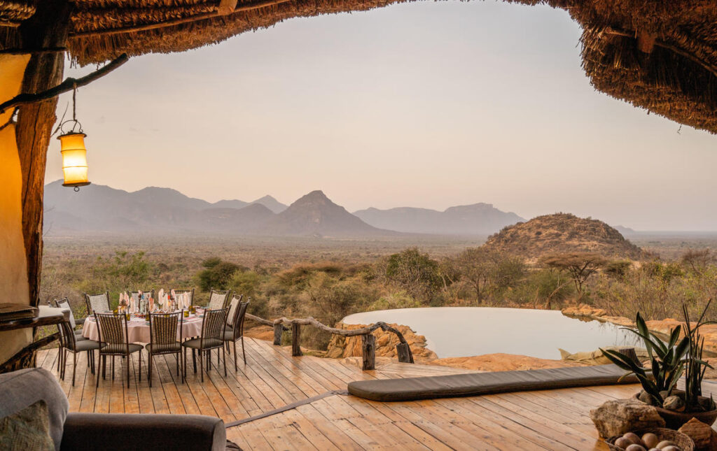 Sarara Camp overlooking the Matthews Range in northern Kenya